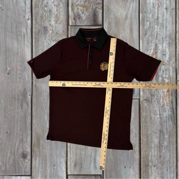 Antigua Chicago Blackhawks Polo Shirt Men’s Size M | Red & Black Dotted Pattern - Picture 5 of 7